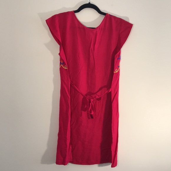 Jiya Mexico, Fushia Boho Mexican Floral Embroidered Dress - Picture 6 of 8